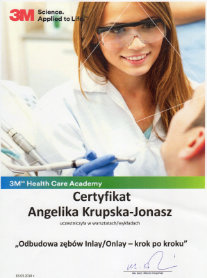 certyfikaty lek.dent. Angelika Krupska-Jonasz specjalista endodoncji