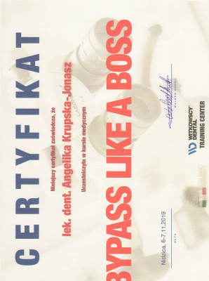 certyfikaty lek.dent. Angelika Krupska-Jonasz specjalista endodoncji