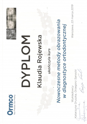 certyfikat Klaudia Rojewska