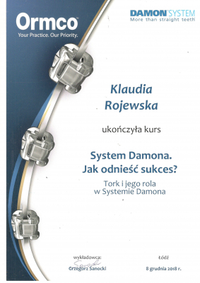 certyfikat Klaudia Rojewska