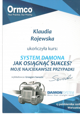 certyfikat Klaudia Rojewska
