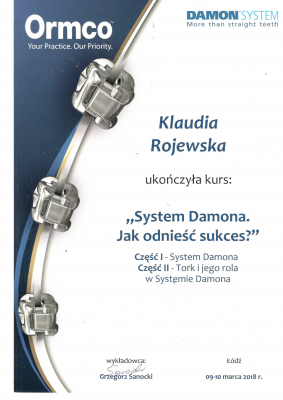 certyfikat Klaudia Rojewska