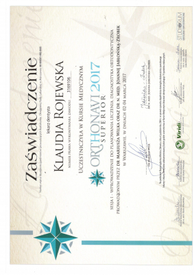 certyfikat Klaudia Rojewska