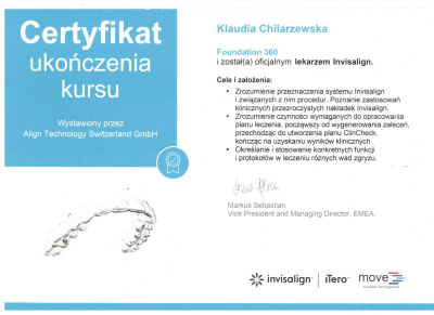 certyfikat Klaudia Chilarzewska