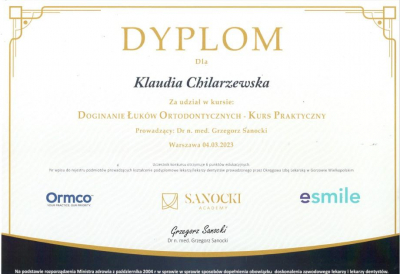 certyfikat Klaudia Chilarzewska