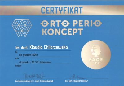 certyfikat Klaudia Chilarzewska