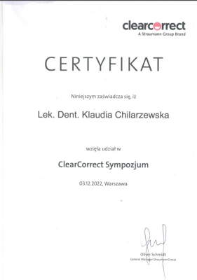 certyfikat Klaudia Chilarzewska